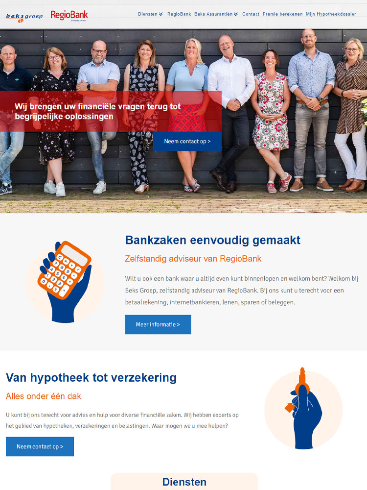 Beks Assurantien website